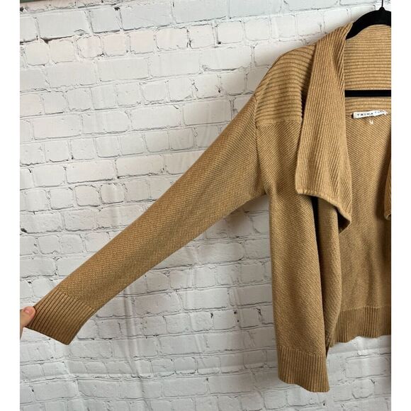 TRINA TURK cotton beige collared open front knit cardigan sweater size S - Picture 5 of 6